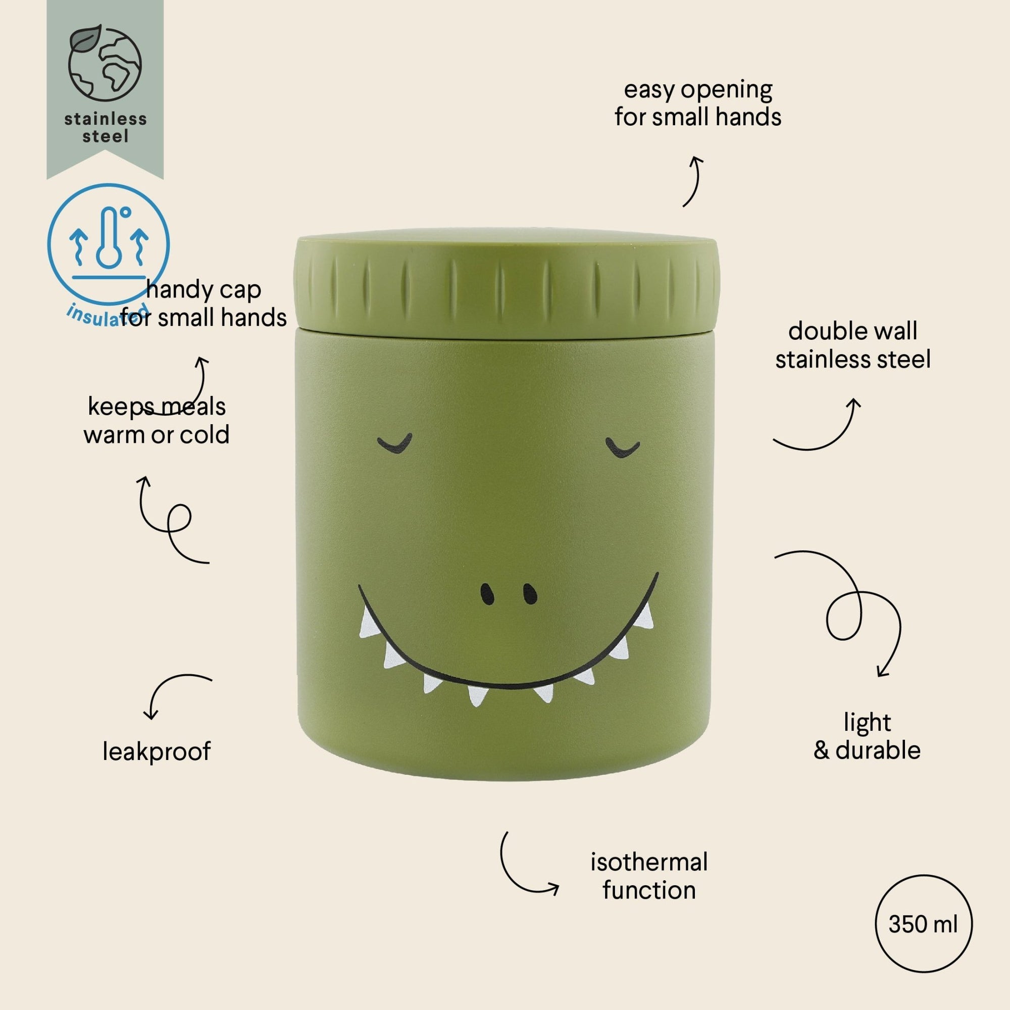 Trixie Insulated food jar 350ml - Mr. Dino (Min. of 3 PK, multiples of 3 PK) - MAIGHAN DISTRIBUTION CANADA