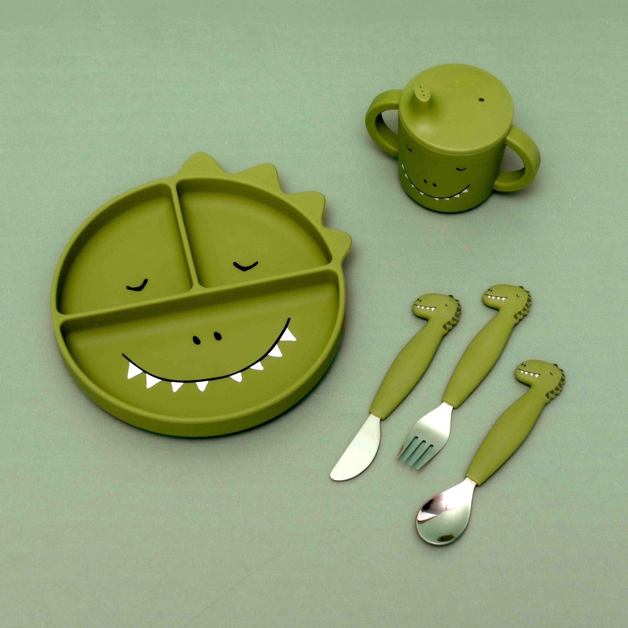 Trixie Silicone cutlery set 3 - pack - Mr. Dino (Min. of 2 PK, multiples of 2 PK) - MAIGHAN DISTRIBUTION CANADA