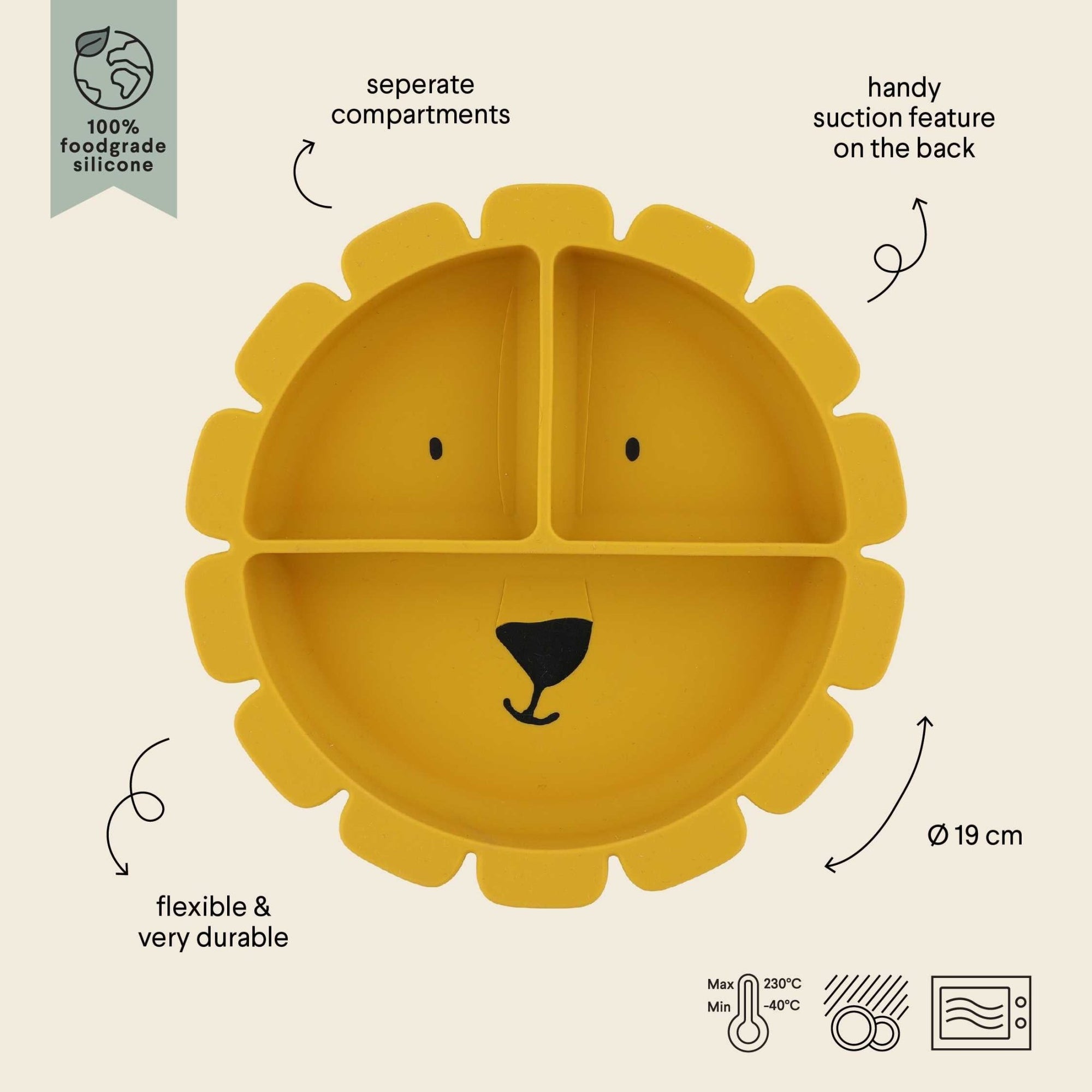 Trixie Silicone divided suction plate - Mr. Lion (Min. of 2 PK, multiples of 2 PK) - MAIGHAN DISTRIBUTION CANADA