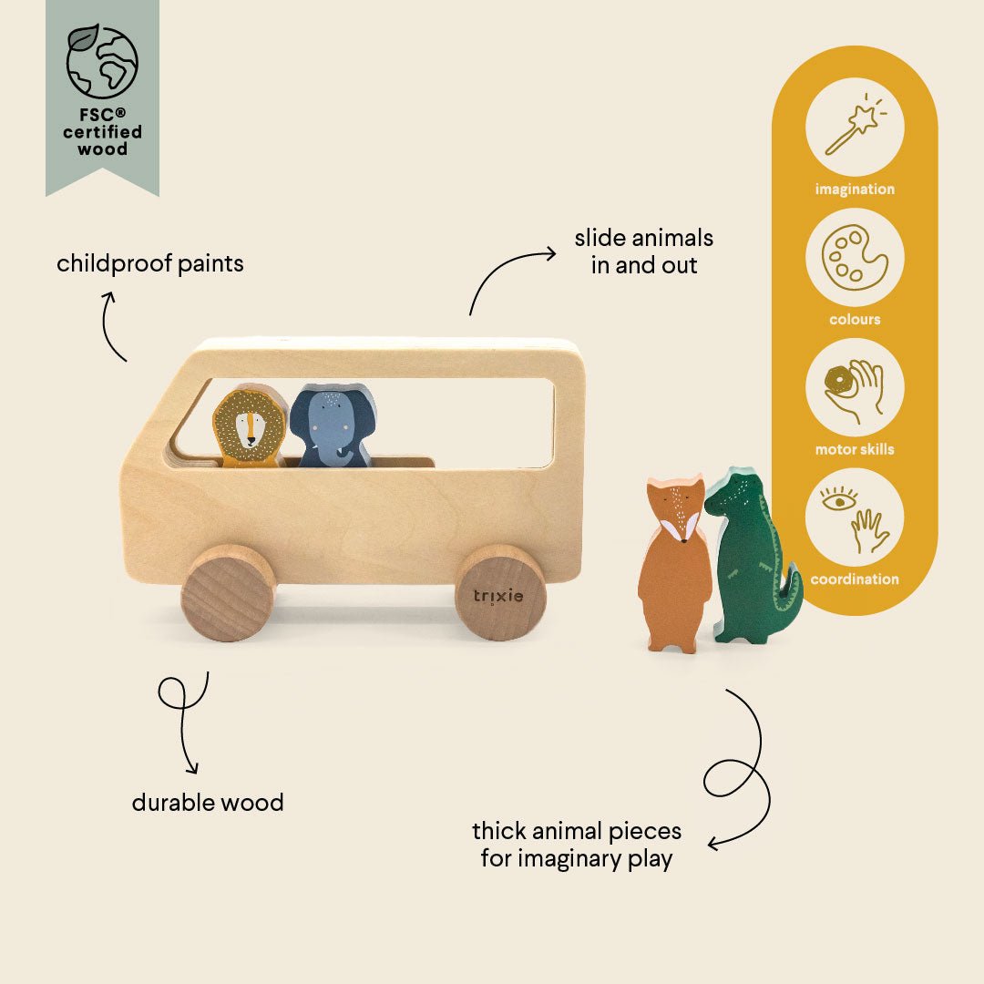 Trixie Wooden animal bus (Min. of 2 PK, multiples of 2 PK) - MAIGHAN DISTRIBUTION CANADA