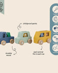 Trixie Wooden animal Car Set (Min. of 2 PK, multiples of 2 PK) - MAIGHAN DISTRIBUTION CANADA