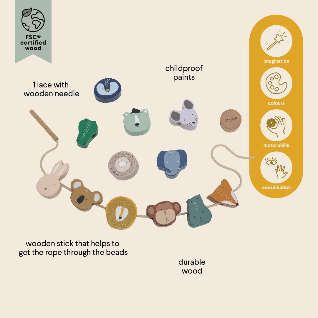 Trixie Wooden animal lacing beads (Min. of 2 PK, multiples of 2 PK) - MAIGHAN DISTRIBUTION CANADA