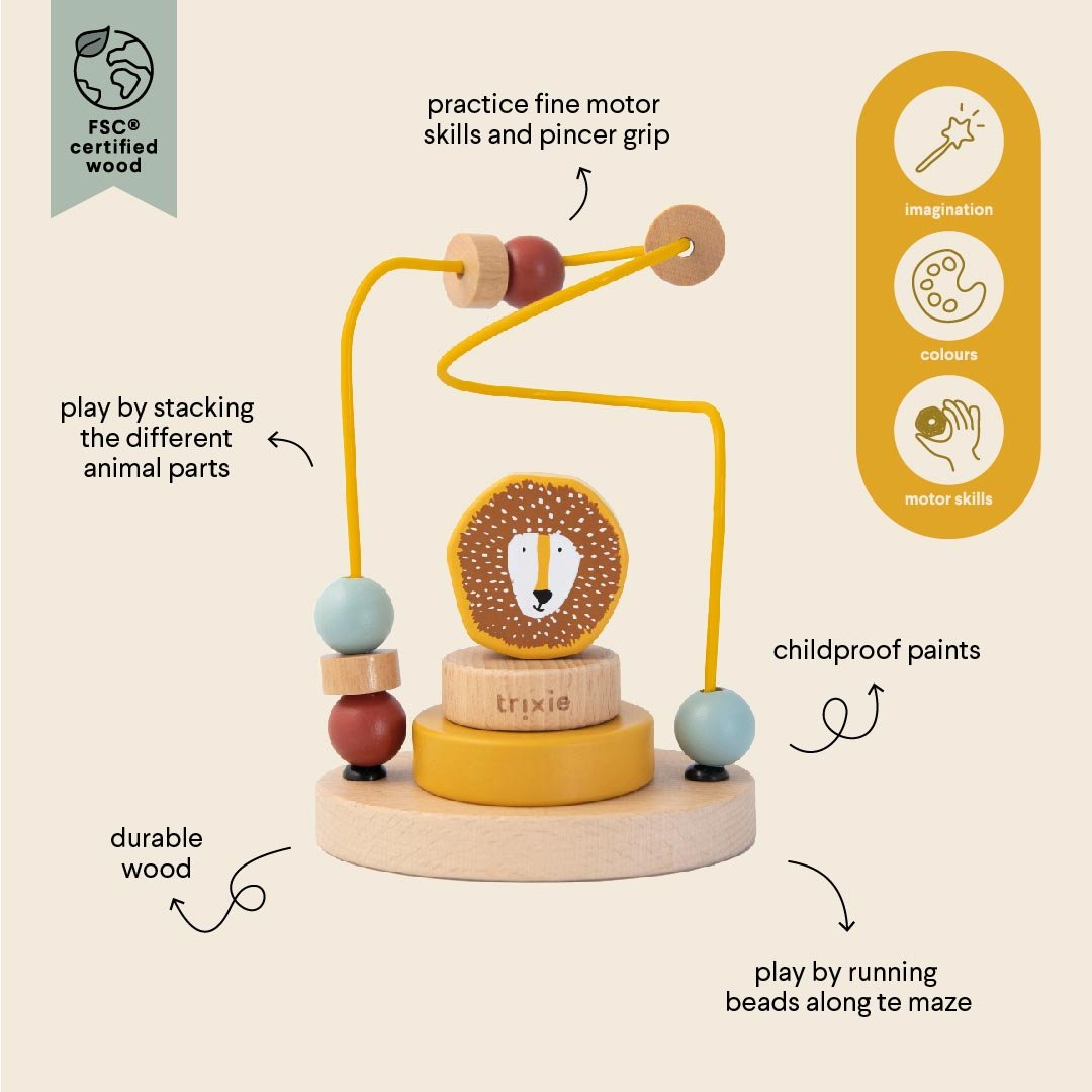 Trixie Wooden beads maze - Mr. Lion (Min. of 2 PK, multiples of 2 PK) - MAIGHAN DISTRIBUTION CANADA