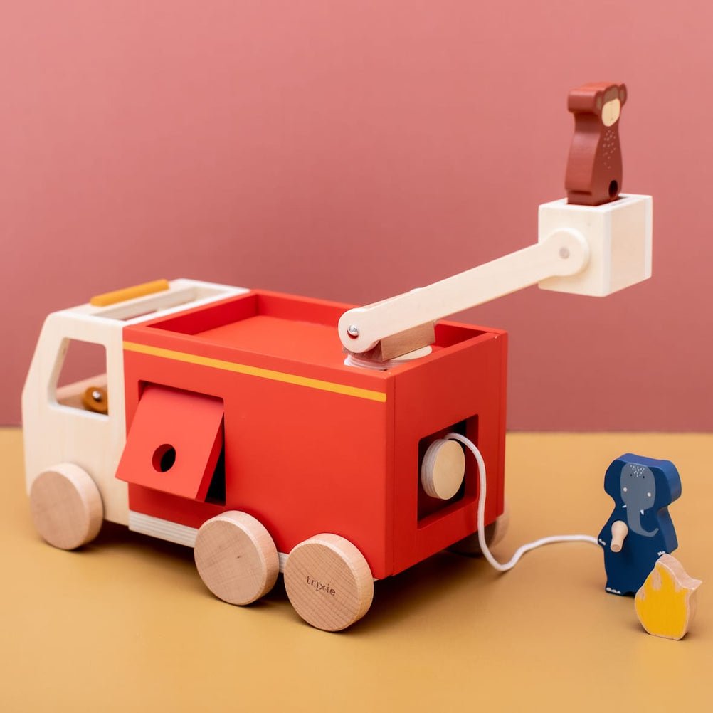 Trixie Wooden fire truck (Min. of 2 PK, multiples of 2 PK) - MAIGHAN DISTRIBUTION CANADA