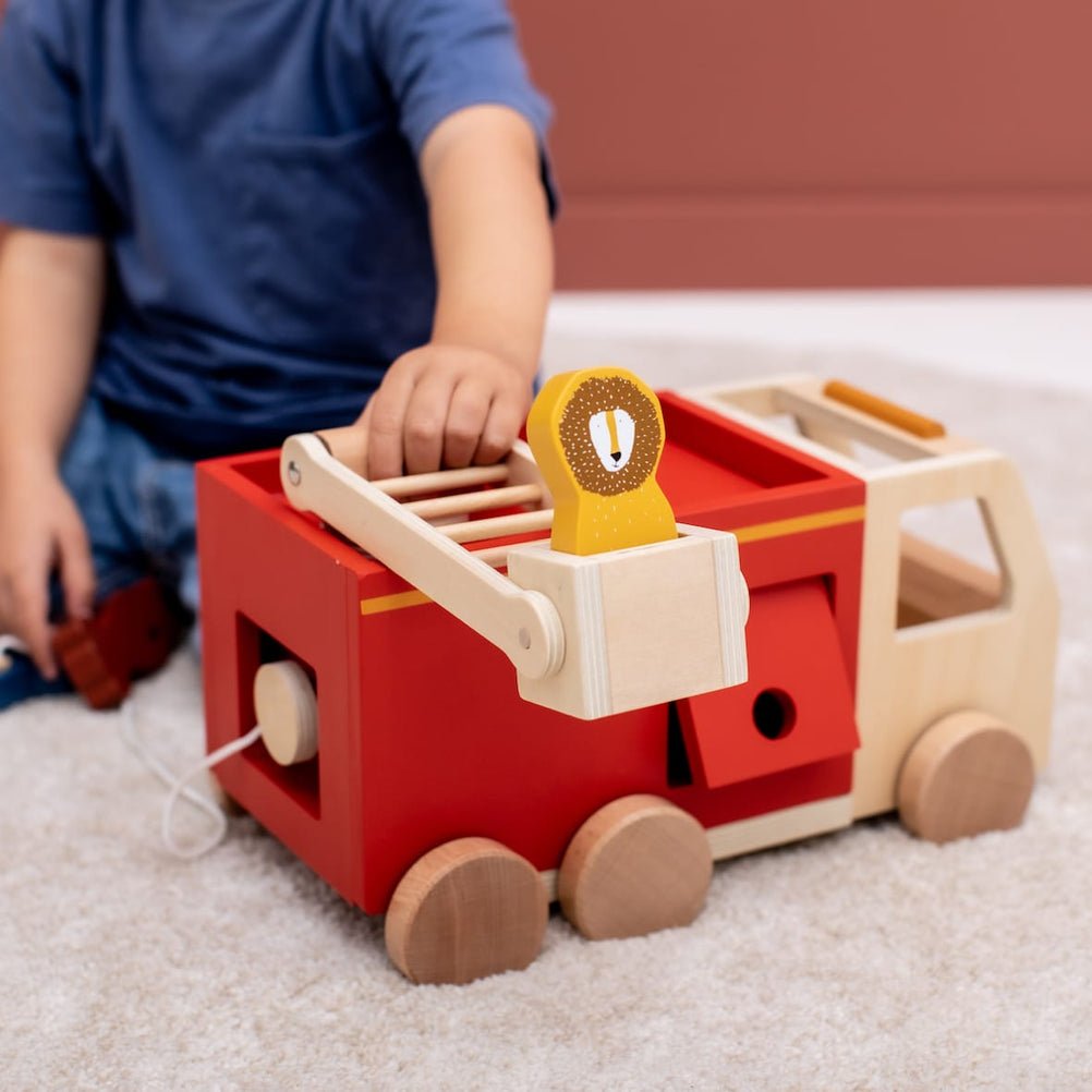 Trixie Wooden fire truck (Min. of 2 PK, multiples of 2 PK) - MAIGHAN DISTRIBUTION CANADA