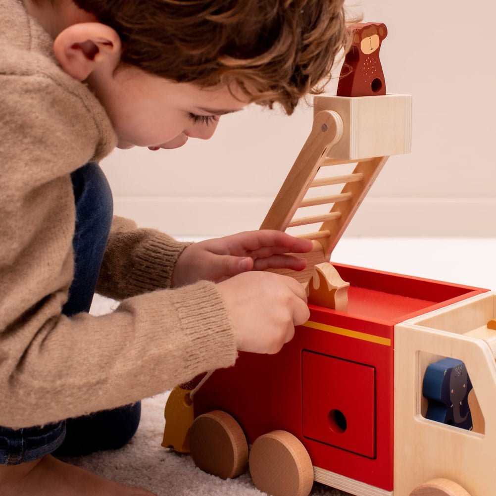 Trixie Wooden fire truck (Min. of 2 PK, multiples of 2 PK) - MAIGHAN DISTRIBUTION CANADA