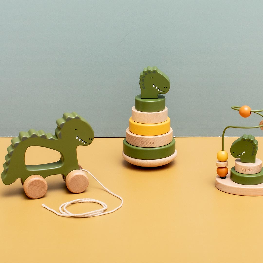 Trixie Wooden pull along toy - Mr. Dino (Min. of 3 PK, multiples of 3 PK) - MAIGHAN DISTRIBUTION CANADA