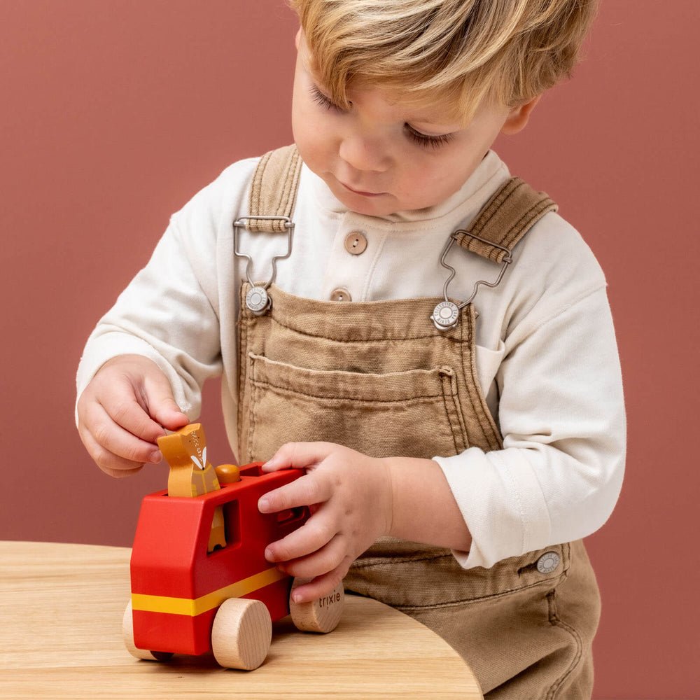 Trixie Wooden small fire truck (Min. of 3 PK, multiples of 3 PK) - MAIGHAN DISTRIBUTION CANADA