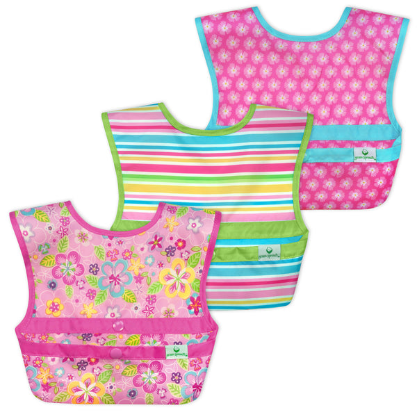 Snap & Go™ Easy-Wear Bibs Pink Flower Field (2 Pack) (Min. of 2, multiples of 2)