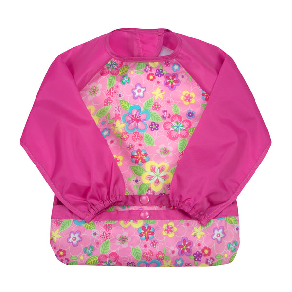 Snap & Go™ Easy-Wear Long Sleeve Bib Pink Flower Field (Min. of 2, multiples of 2)
