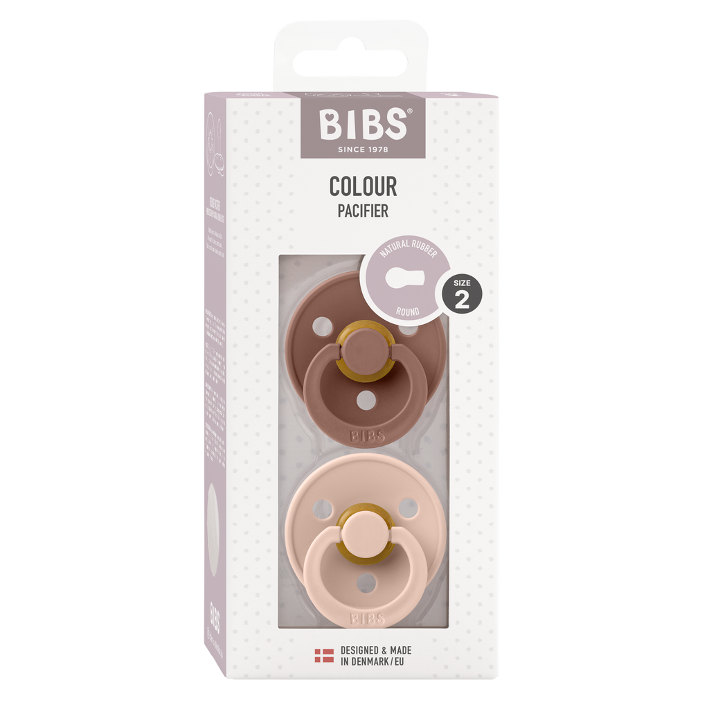 BIBS Pacifier Original COLOUR Latex 2 PK Woodchuck/Blush (Min. of 2 PK