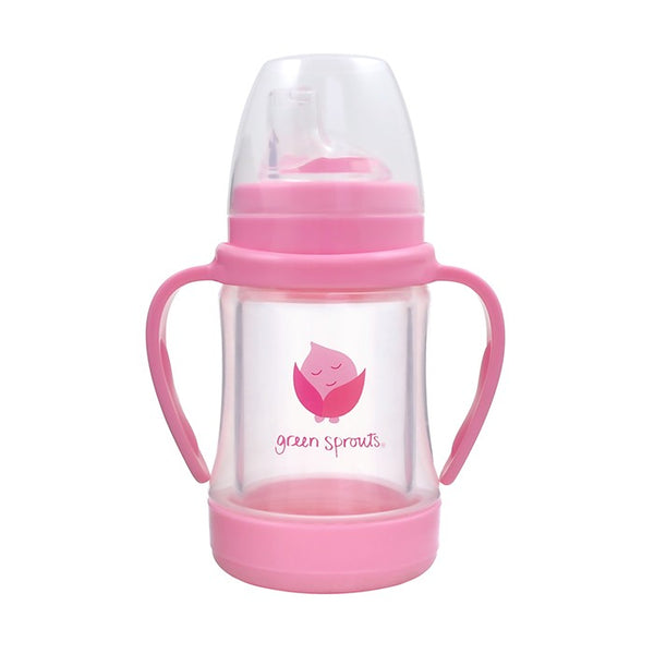 Glass Sip & Straw Cup Pink 4oz (Min. of 2, multiples of 2)