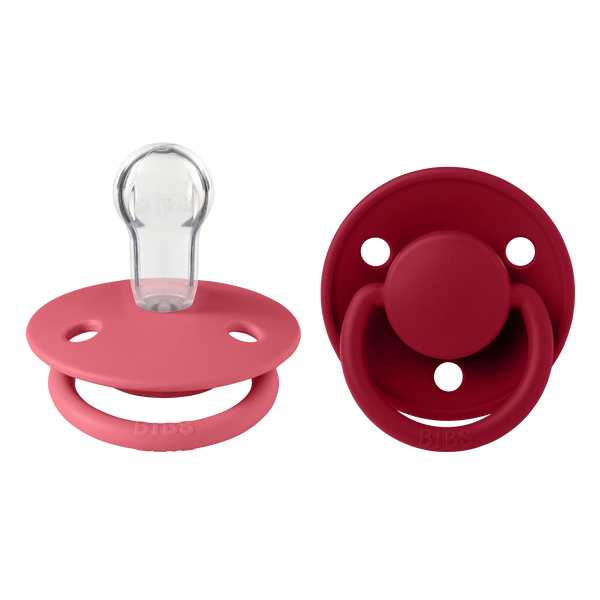 BIBS Pacifier De Lux Silicone 2 PK Coral / Ruby ONE SIZE (Min. of 2 PK, multiples of 2 PK)