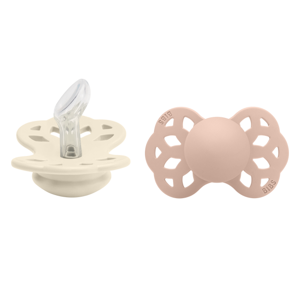 BIBS Infinity Pacifier Silicone 2 PK Anatomical Ivory/Blush (Min. of 2 PK, multiples of 2 PK)