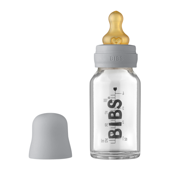 BIBS Baby Glass Bottle Complete Set Latex 110ml Cloud (Min. of 2 PK , multiples of 2 PK)
