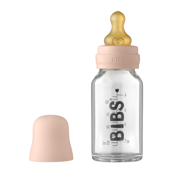 BIBS Baby Glass Bottle Complete Set Latex 110ml Blush (Min. of 2 PK , multiples of 2 PK)