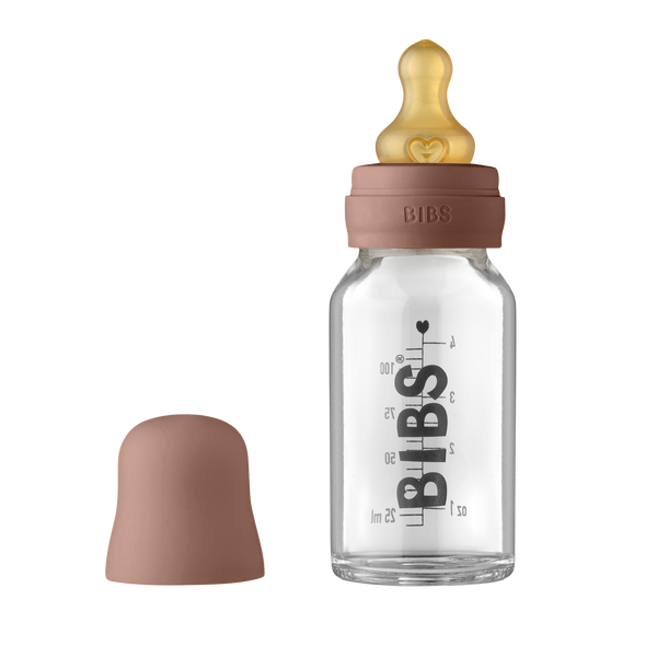 BIBS Baby Glass Bottle Complete Set Latex 110ml Woodchuck (Min. of 2 PK , multiples of 2 PK)
