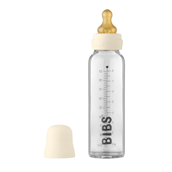 BIBS Baby Glass Bottle Complete Set Latex 225ml Ivory (Min. of 2 PK , multiples of 2 PK)