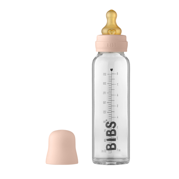BIBS Baby Glass Bottle Complete Set Latex 225ml Blush (Min. of 2 PK , multiples of 2 PK)