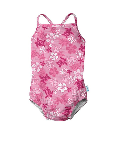 One-piece Swimsuit with Build-in Reusable Absorbent Swim Diaper Pink Hawaiian (Min. of 2, multiples of 2)