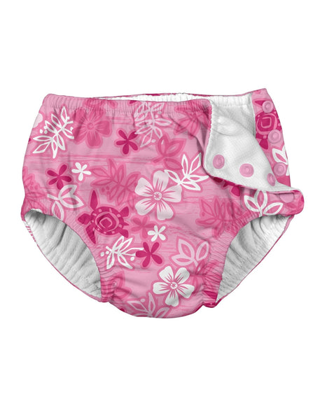 Snap Reusable Absorbent Swimsuit Diaper Pink Hawaiian Turtle (Min. of 2, multiples of 2)