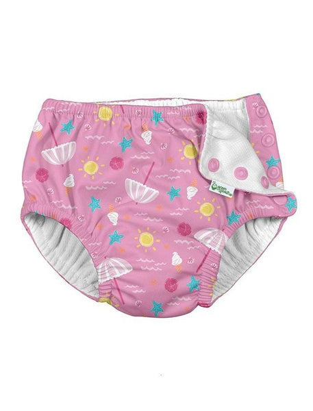 Snap Reusable Absorbent Swimsuit Diaper Light Pink Beach Day (Min. of 2, multiples of 2)