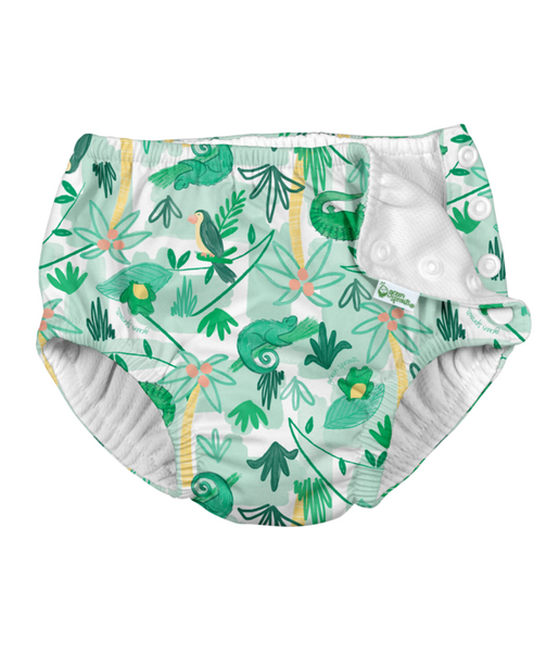 Snap Reusable Absorbent Swimsuit Diaper Green Tropical Jungle (Min. of 2, multiples of 2)