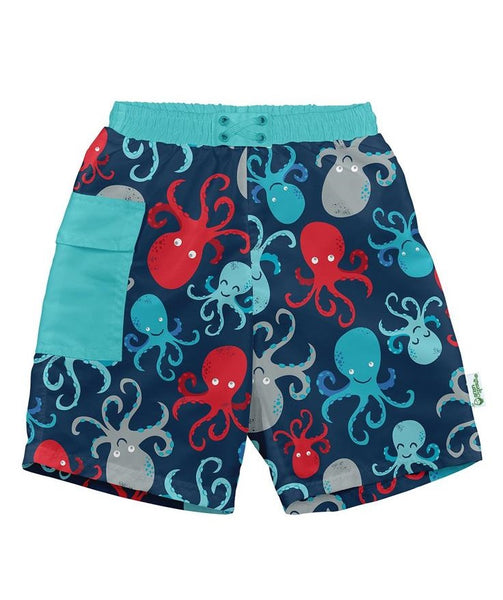 Pocket Trunks With Built-In Reusable Absorbent Swim Diaper in Navy Octopus (Min. of 2, multiples of 2)