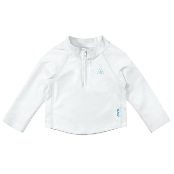 Long Sleeve Zip Rashguard Shirt-White (Min. of 2, multiples of 2)