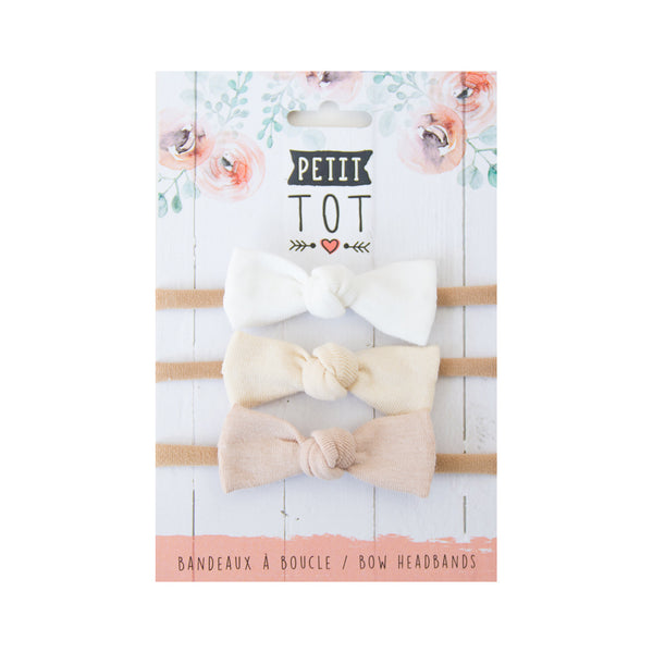 Jersey Bows on Headbands White, Cream, Nude set of 3 (Min. 2 multiples of 2)