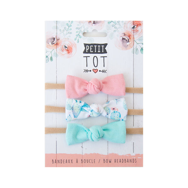 Jersey Bows on Headbands Dusty Rose, Cactus, Mint, set of 3 (Min. 2 multiples of 2)