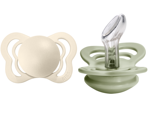 BIBS Pacifier COUTURE Silicone 2 PK Ivory / Sage (Min. of 2 PK, multiples of 2 PK)