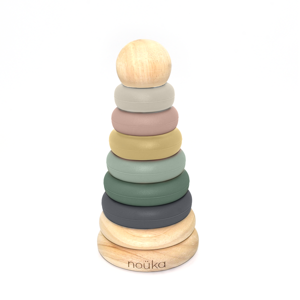 noüka Wood and Silicone Stacker-Storm Tower (Min. Of 2 PK, Multiples of 2 PK)