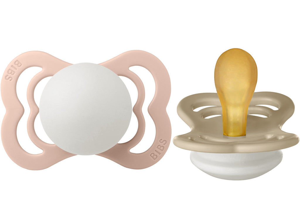 BIBS Pacifier Supreme Latex 2 PK Blush GLOW / Vanilla GLOW (Min. of 2