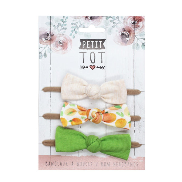 Jersey Bows on Headbands Peche, Peches, Lime  set of 3 (Min. 2 multiples of 2)