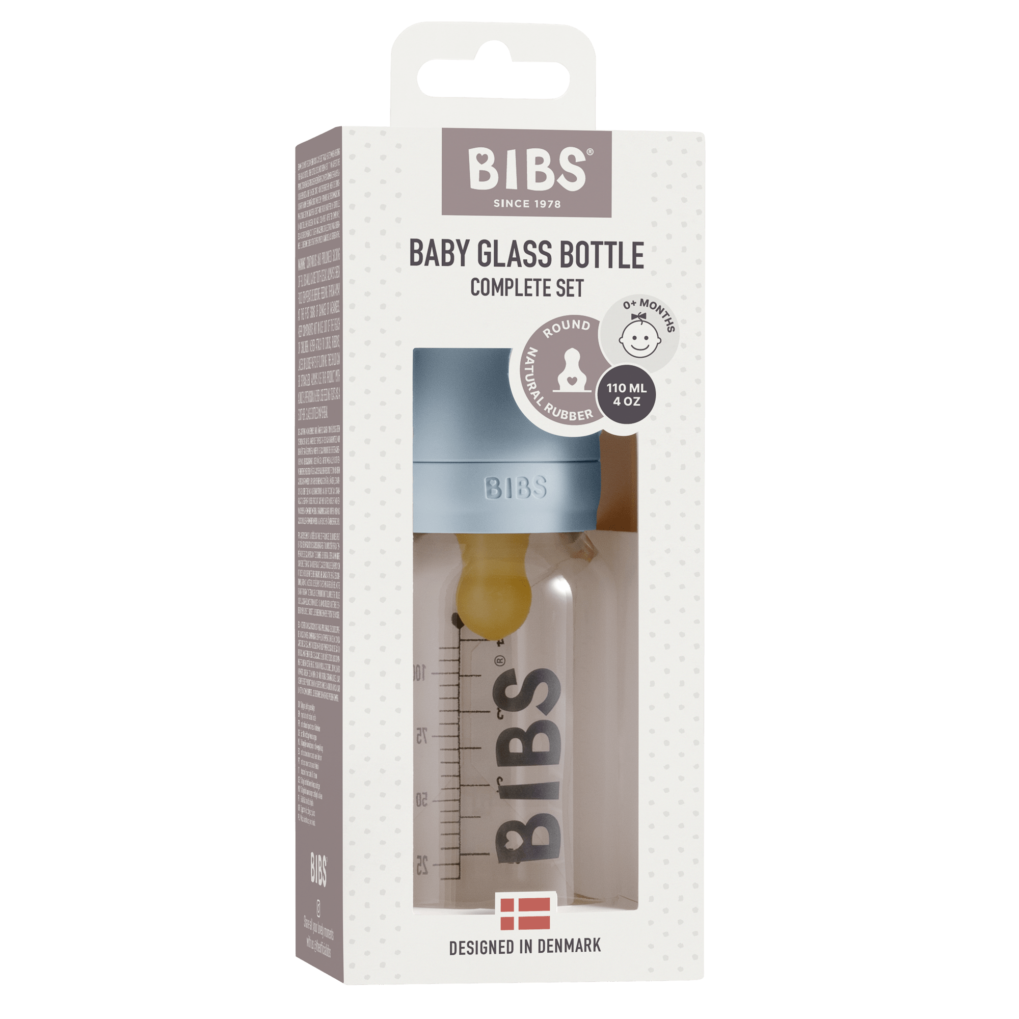BIBS Baby Glass Bottle Complete Set Latex 110ml Baby Blue (Min. of 2 PK , multiples of 2 PK) - MAIGHAN DISTRIBUTION CANADA