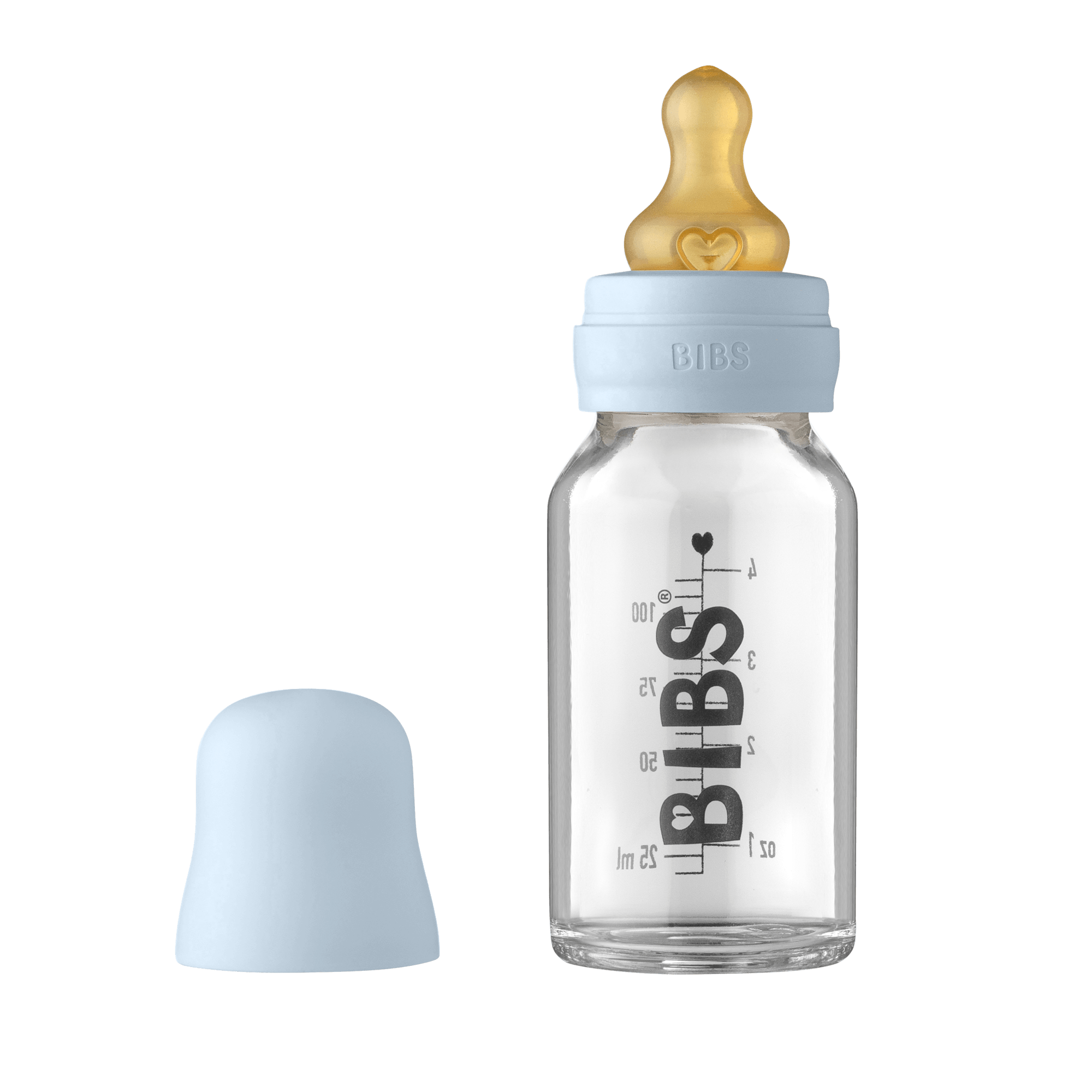 BIBS Baby Glass Bottle Complete Set Latex 110ml Baby Blue (Min. of 2 PK , multiples of 2 PK) - MAIGHAN DISTRIBUTION CANADA