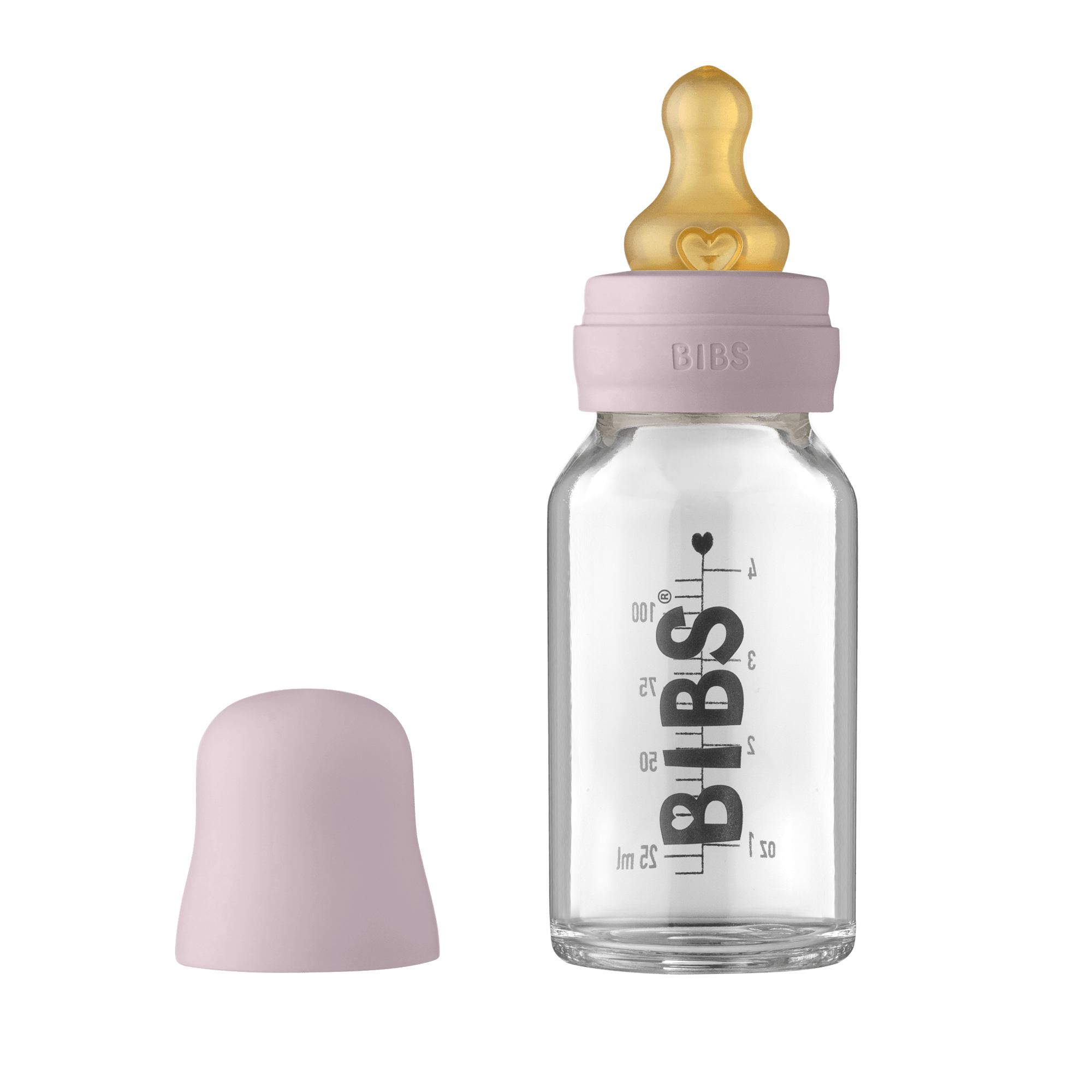 BIBS Baby Glass Bottle Complete Set Latex 110ml Dusky Lilac (Min. of 2 PK , multiples of 2 PK) - MAIGHAN DISTRIBUTION CANADA
