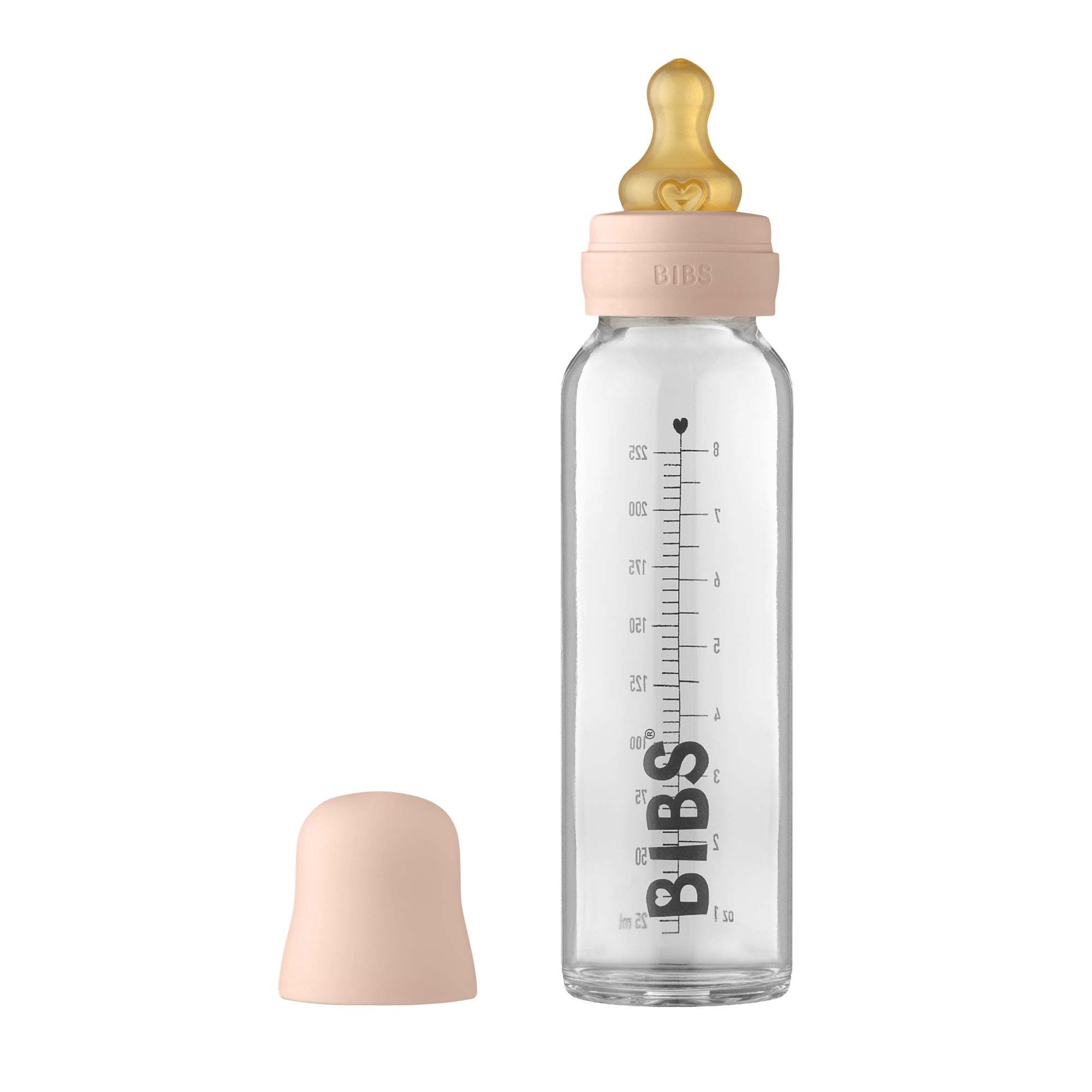BIBS Baby Glass Bottle Complete Set Latex 225ml Blush (Min. of 2 PK , multiples of 2 PK) - MAIGHAN DISTRIBUTION CANADA