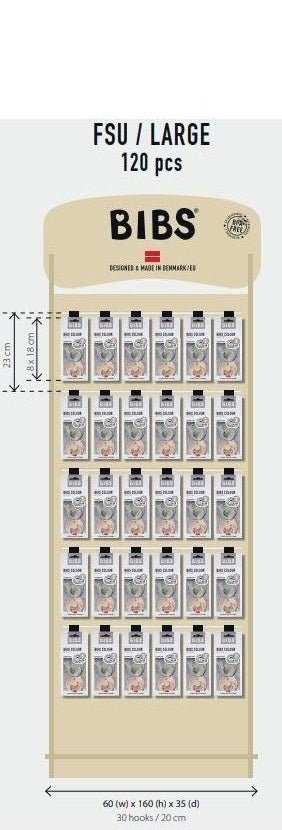 BIBS® Display - Large Standing 30 X 8 inch hooks - MAIGHAN DISTRIBUTION CANADA