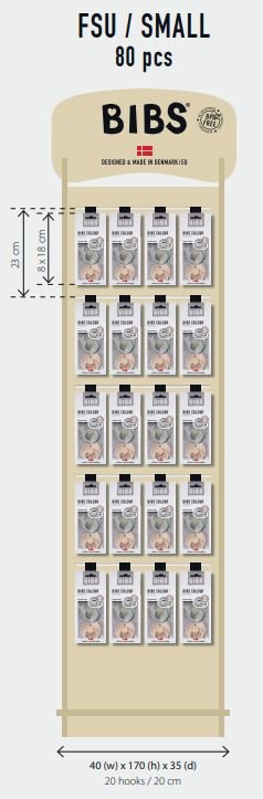 BIBS® Display - Small Standing 20 X 8 inch hooks - MAIGHAN DISTRIBUTION CANADA