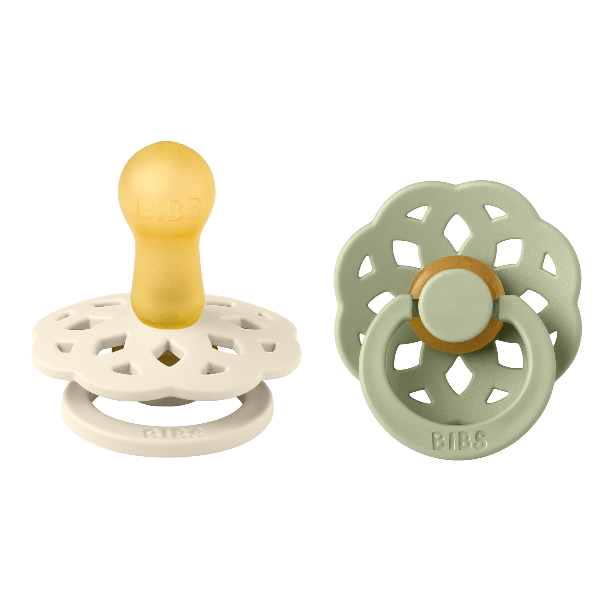 BIBS® Pacifier Boheme Latex 2 PK Ivory / Sage (Min. of 2 PK, multiples of 2 PK) - MAIGHAN DISTRIBUTION CANADA