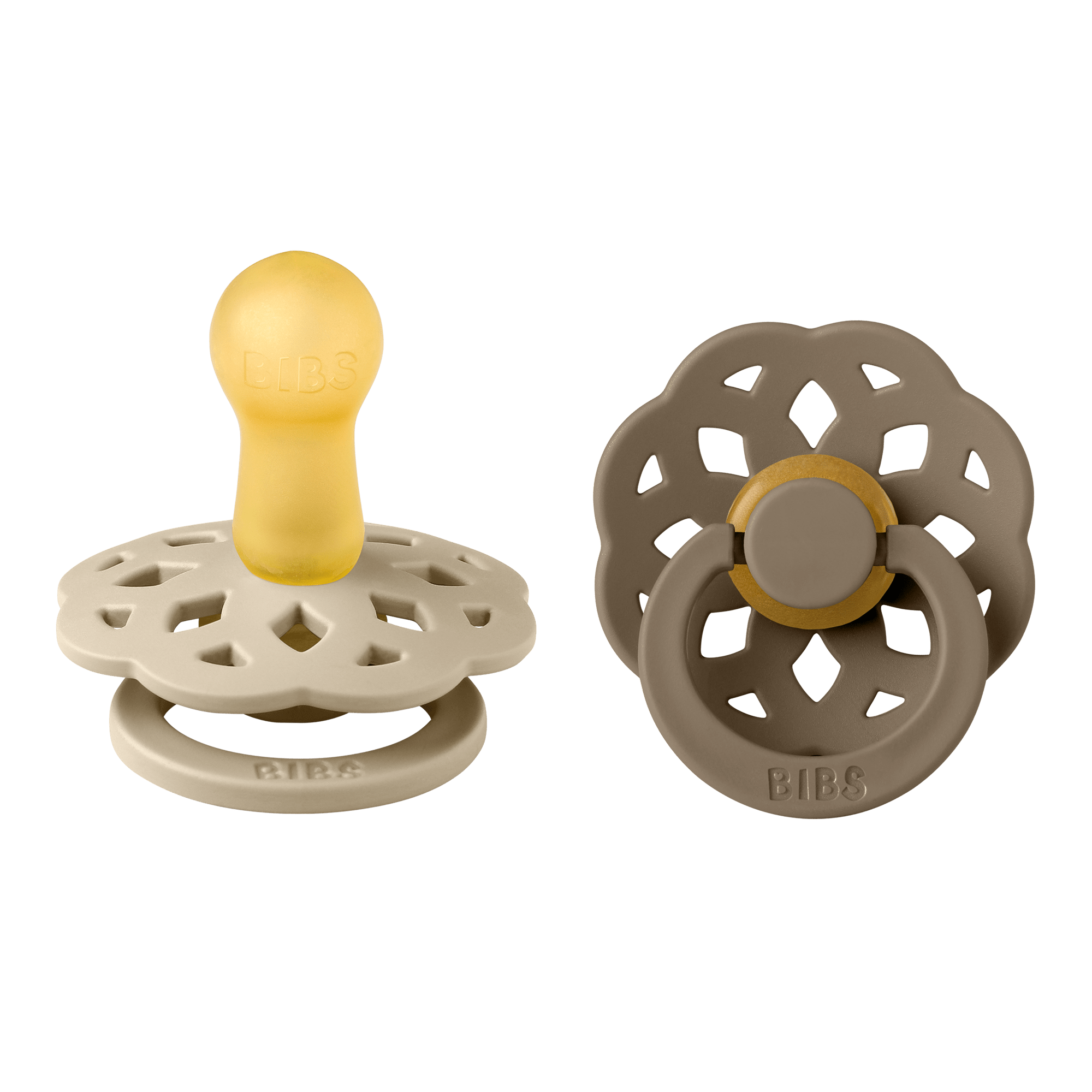 BIBS® Pacifier Boheme Latex 2 PK Vanilla / Dark Oak (Min. of 2 PK, multiples of 2 PK) - MAIGHAN DISTRIBUTION CANADA