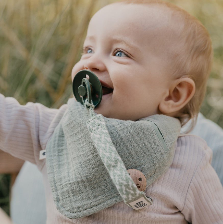 BIBS Pacifier Clip Sage / Ivory ONE SIZE (Min. of 2 PK , multiples of 2 PK) - MAIGHAN DISTRIBUTION CANADA