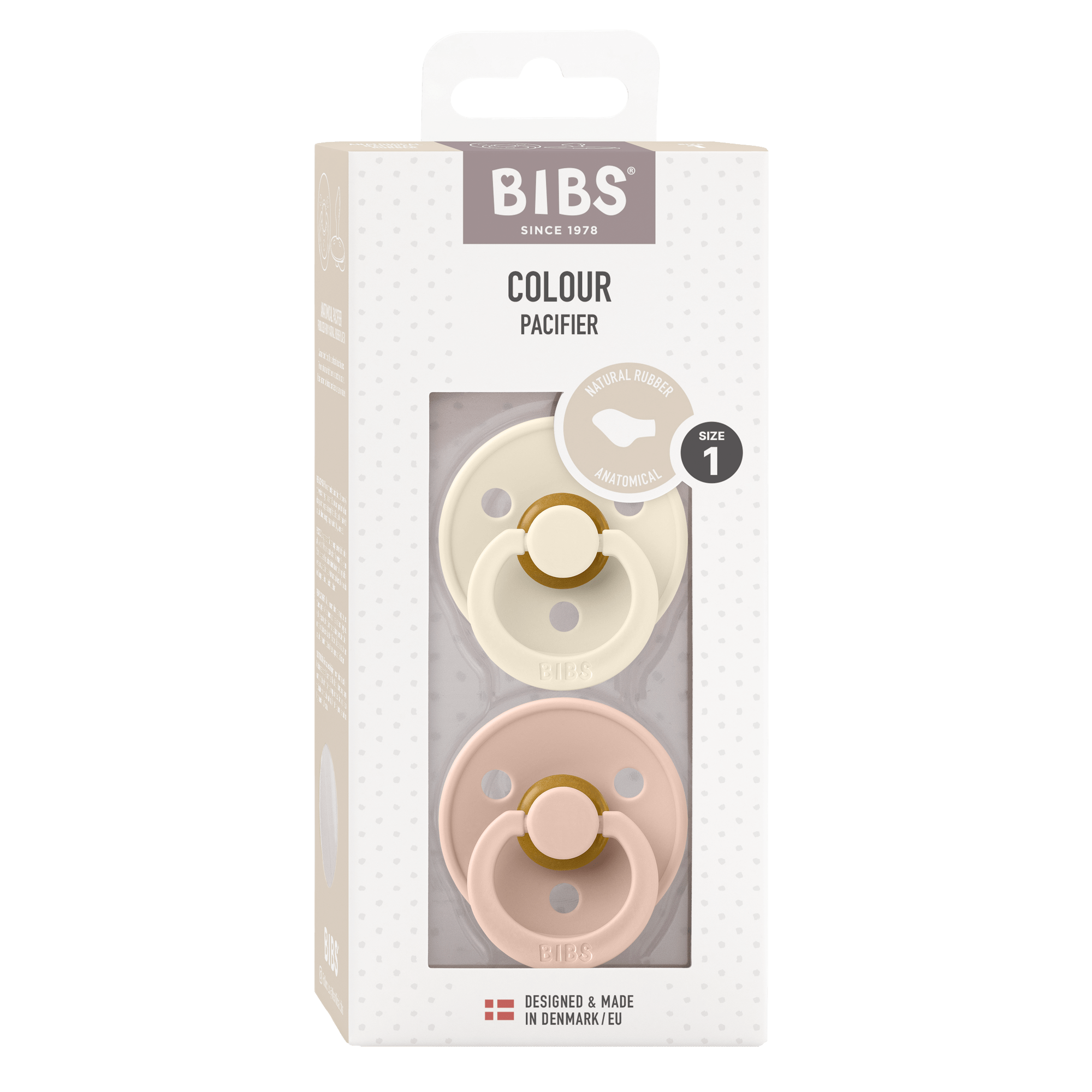 BIBS Pacifier Original COLOUR Latex 2 PK Anatomical Ivory / Blush (Min. of 2 PK, multiples of 2 PK) - MAIGHAN DISTRIBUTION CANADA