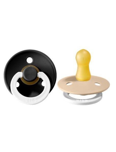 BIBS Pacifier Original COLOUR Latex 2 PK Black GLOW / Vanilla GLOW (Min. of 2 PK, multiples of 2 PK) - MAIGHAN DISTRIBUTION CANADA