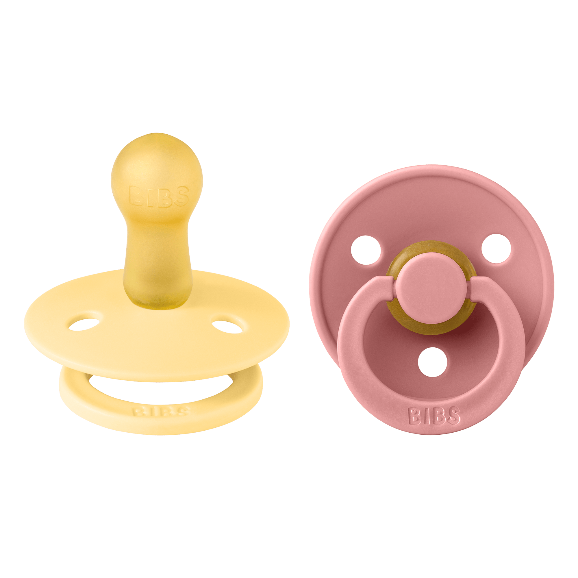BIBS Pacifier Original COLOUR Latex 2 PK Pale Butter / Dusky Pink(Min. of 2 PK, multiples of 2 PK) - MAIGHAN DISTRIBUTION CANADA