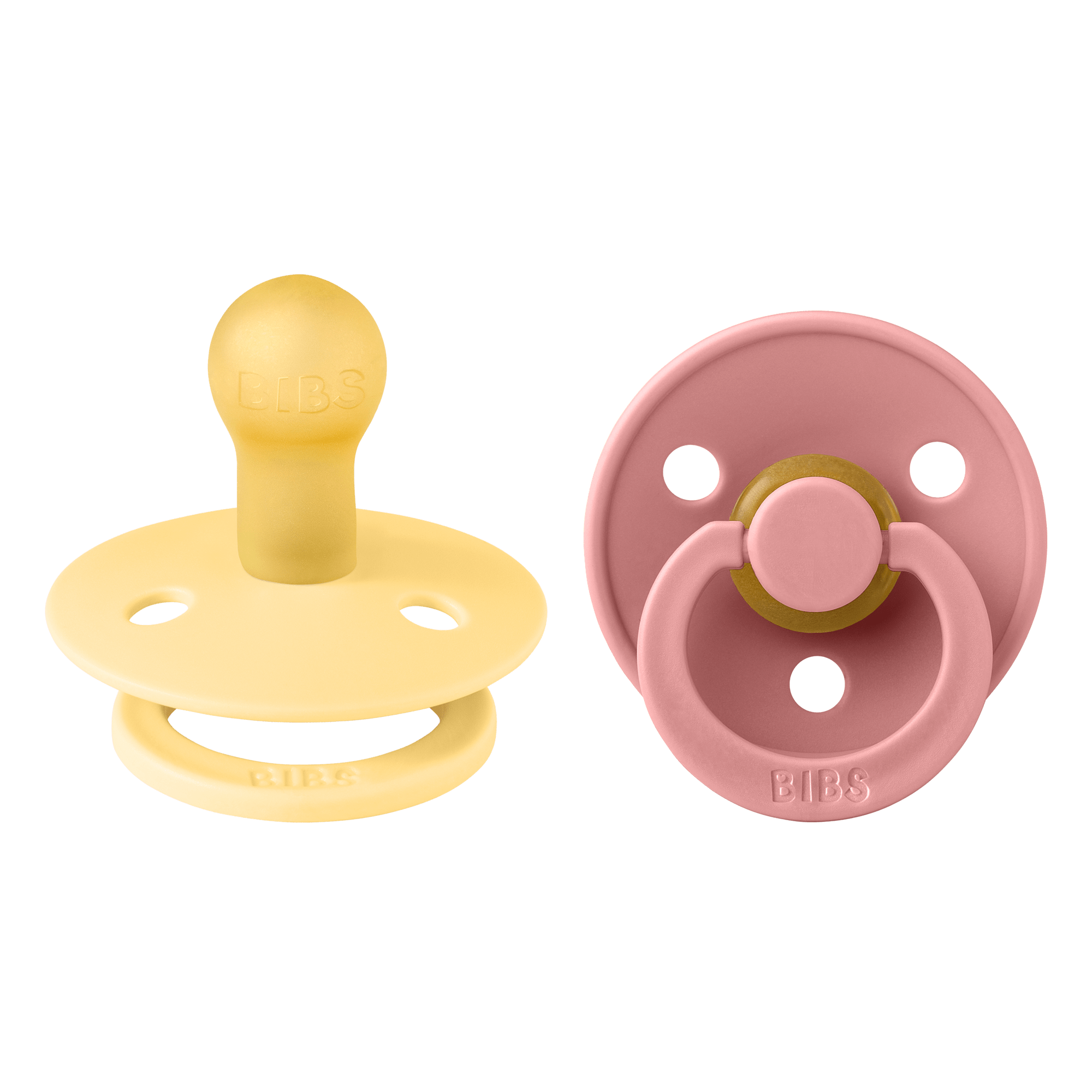 BIBS Pacifier Original COLOUR Latex 2 PK Pale Butter / Dusky Pink(Min. of 2 PK, multiples of 2 PK) - MAIGHAN DISTRIBUTION CANADA