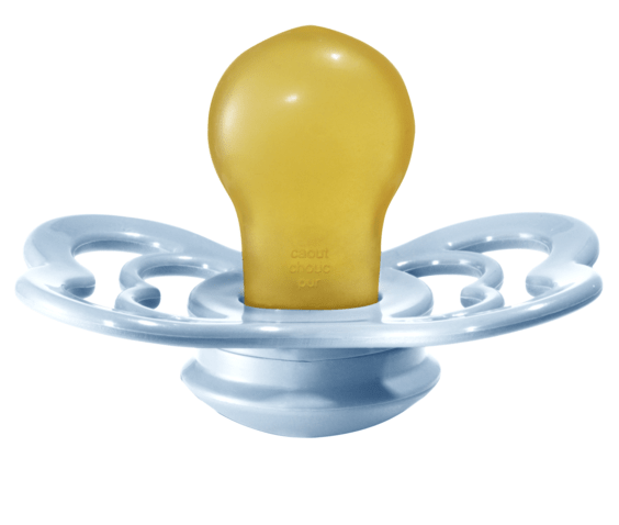 BIBS Pacifier SUPREME Latex 2 PK Iron / Baby Blue (Min. of 2 PK, multiples of 2 PK) - MAIGHAN DISTRIBUTION CANADA