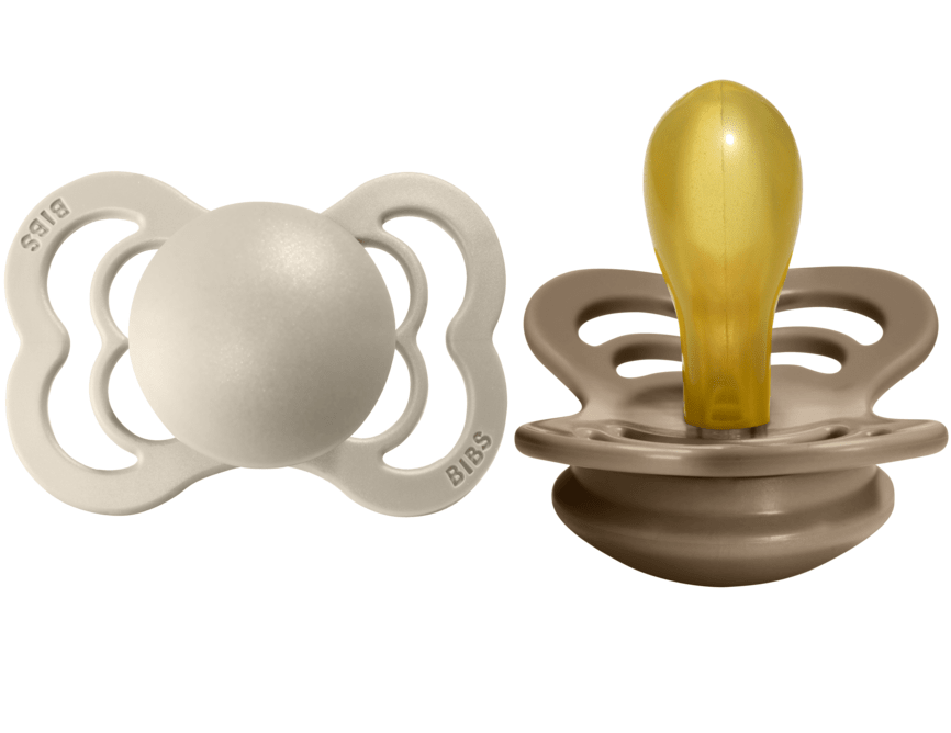 BIBS Pacifier SUPREME Latex 2 PK Vanilla / Dark Oak (Min. of 2 PK, multiples of 2 PK) - MAIGHAN DISTRIBUTION CANADA